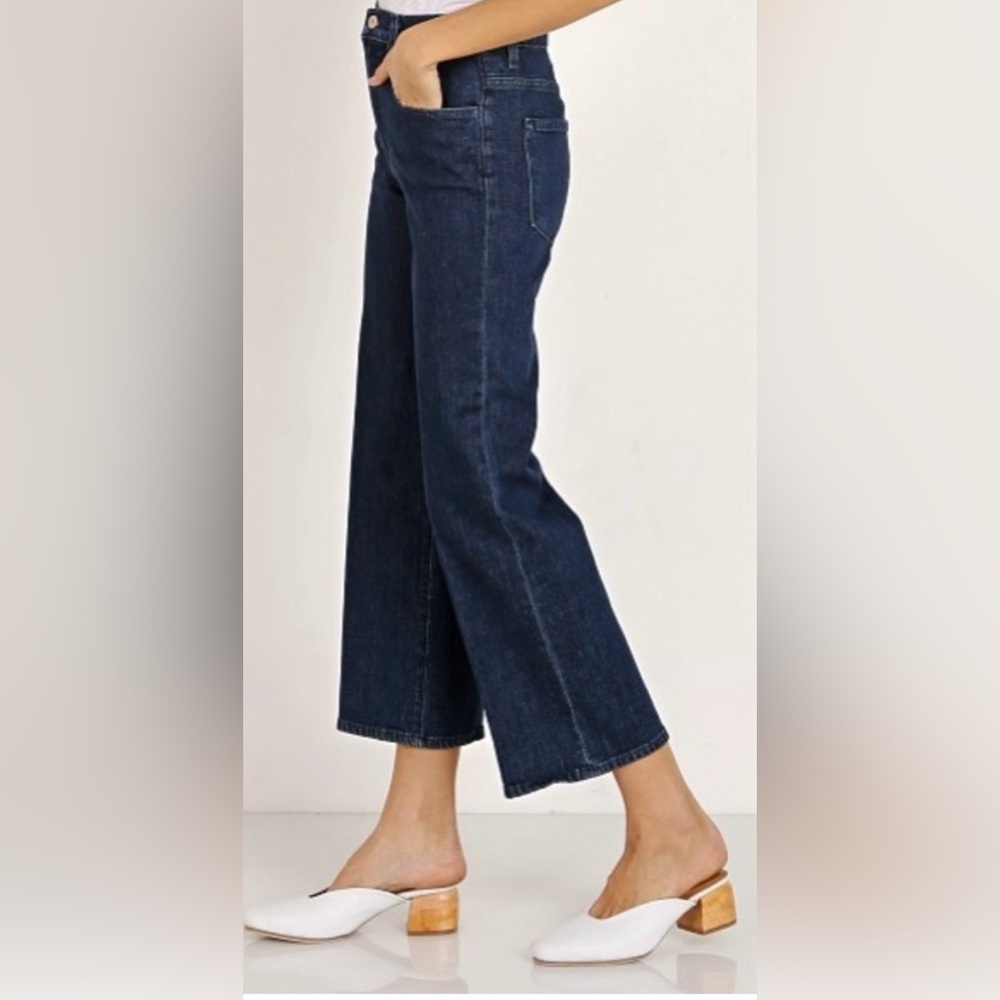 J Brand Joan Crop Jeans all Cotton High Waisted Wide Leg Indigo Dark Blue Sz. 26
